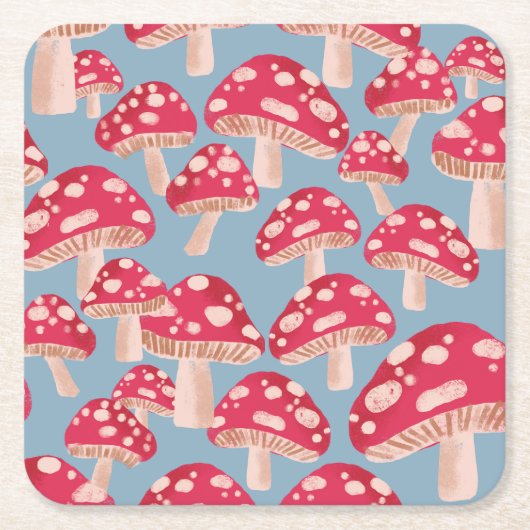 パーティーコースターへの菌類 スクエアペーパーコースター (正面)