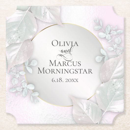 パーティーコースター | ウィスピー・ピンクきらめく ペーパーコースター (正面)