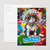 パーティーコーンの猫 インビテーションポストカード (正面/裏面)