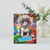 パーティーコーンの猫 インビテーションポストカード (スタンド正面)