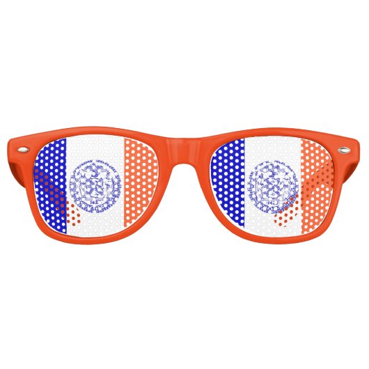 パーティーサングラスとニューヨーク市旗 レトロサングラス (正面)