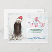 パーティーサンタ・ハットのクリスマスを着て ポストカード (正面/裏面)