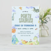 パーティーザウルス恐竜誕生日招待状 サンキューカード (スタンド正面)