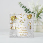パーティーシルバー金ゴールドバルーンシャンパンスノーフレーク 招待状 (スタンド正面)