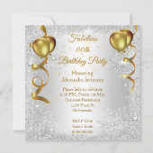 パーティーシルバー金ゴールドバルーンシャンパンスノーフレーク 招待状 (裏面)