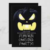 パーティーシンプルハロウィンン彫りカボチャ不気味 招待状 (正面/裏面)