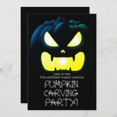 パーティーシンプルハロウィンン彫りカボチャ不気味 招待状 (正面/裏面)