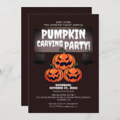 パーティーシンプルハロウィンン彫りカボチャ不気味 招待状 (正面/裏面)