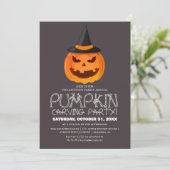パーティーシンプルハロウィンン彫りカボチャ不気味 招待状 (スタンド正面)