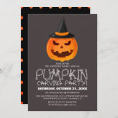パーティーシンプルハロウィンン彫りカボチャ不気味 招待状 (正面/裏面)
