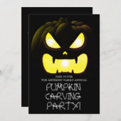 パーティーシンプルハロウィンン彫りカボチャ不気味 招待状 (正面/裏面)