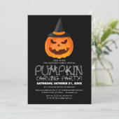 パーティーシンプルハロウィンン彫りカボチャ不気味 招待状 (スタンド正面)