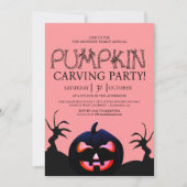 パーティーシンプルハロウィンン彫りカボチャ不気味 招待状 (正面)