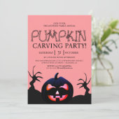 パーティーシンプルハロウィンン彫りカボチャ不気味 招待状 (スタンド正面)