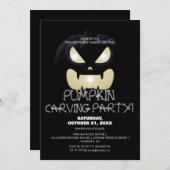 パーティーシンプルハロウィンン彫りカボチャ不気味 招待状 (正面/裏面)