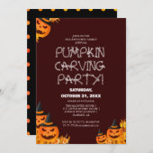 パーティーシンプルハロウィンン彫りカボチャ不気味 招待状 (正面/裏面)