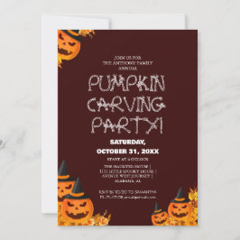 パーティーシンプルハロウィンン彫りカボチャ不気味 招待状