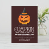 パーティーシンプルハロウィンン彫りカボチャ不気味 招待状 (スタンド正面)