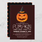 パーティーシンプルハロウィンン彫りカボチャ不気味 招待状 (正面/裏面)