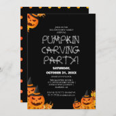 パーティーシンプルハロウィンン彫りカボチャ不気味 招待状 (正面/裏面)