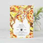 パーティーシンプルピザ誕生日 招待状 (スタンド正面)