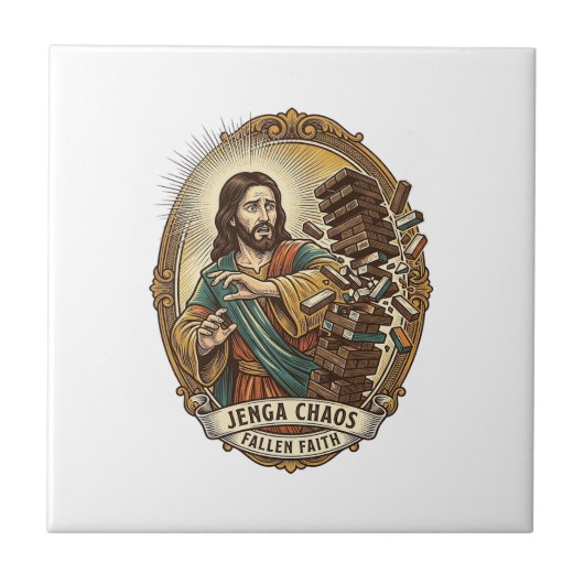 パーティージェンガ崩すイエス様おもしろ画像_1 タイル (正面)