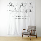 パーティースタート ハートスクリプト ウェディング フォト バックドロップ タペストリー (インサイチュ)