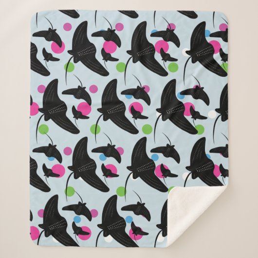 パーティースティングレイカラフルパターン シェルパブランケット (正面)