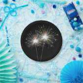 パーティースパークラーズオンブラック紙プレート ペーパープレート (パーティー)