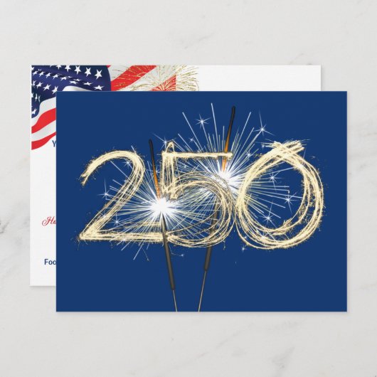パーティースパークラーズフォーアメリカ250誕生日 ポストカード (正面/裏面)