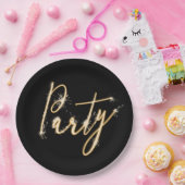パーティースパークラー文字オンブラック紙プレート ペーパープレート (パーティー)
