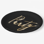 パーティースパークラー文字オンブラック紙プレート ペーパープレート (アングル)