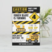 パーティーゾーン建築ダンプトラック招待状 招待状 (スタンド正面)