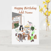 パーティータイおもしろいム誕生日カード、個人設定。 カード (黄色い花)