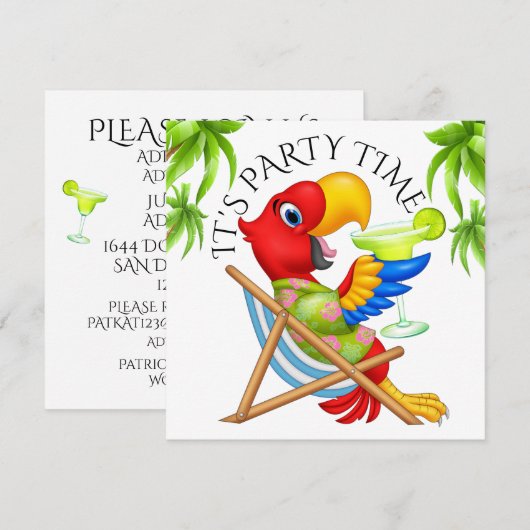 パーティータイムのご招待 招待状 (正面/裏面)