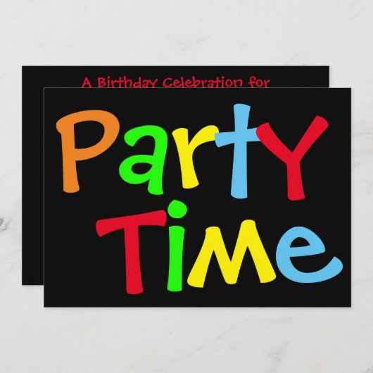 パーティータイムの誕生日パーティー招待状 招待状 (正面/裏面)