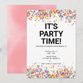パーティータイムの誕生日招待状 招待状 (正面/裏面)