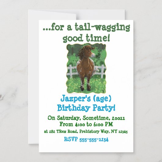 パーティータイムアパルーサホース マグネット招待状 (正面)