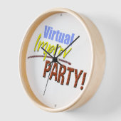 パーティータイムウォールクロック、10インチラウンドブロンド木枠 壁時計 (傾斜)