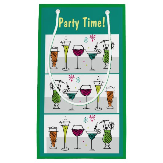 パーティータイムカクテルアルコール誕生日イベントサイズ スモールペーパーバッグ (正面)