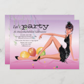 パーティータイムガールの花嫁お別れパーティー招待状 招待状 (正面/裏面)