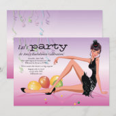 パーティータイムガールの花嫁お披露目パーティー招待状 招待状 (正面/裏面)