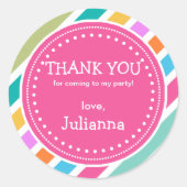 パーティータイムガールズ誕生日ありがとう好意ステッカー ラウンドシール (正面)