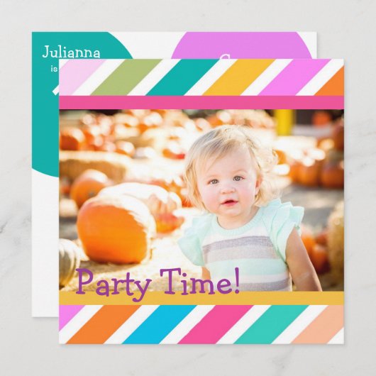 パーティータイムガールズ誕生日招待状 招待状 (正面/裏面)
