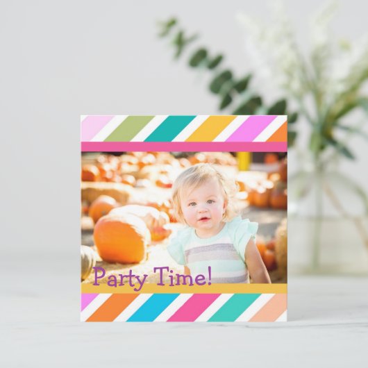 パーティータイムガールズ誕生日招待状 招待状 (スタンド正面)