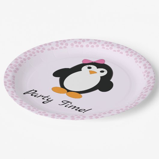 パーティータイムガールペンギン ペーパープレート (アングル)
