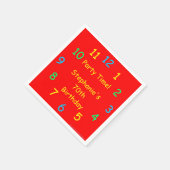 パーティータイムクロック70誕生日、赤、名前、紙 スタンダードカクテルナプキン (角)