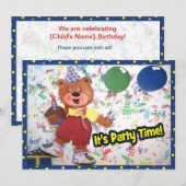 パーティータイムテディベアカスタム招待状 招待状 (正面/裏面)