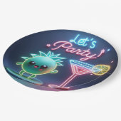 パーティータイムネオングリーン ペーパープレート (アングル)