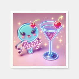 パーティータイムネオンピンク スタンダードカクテルナプキン